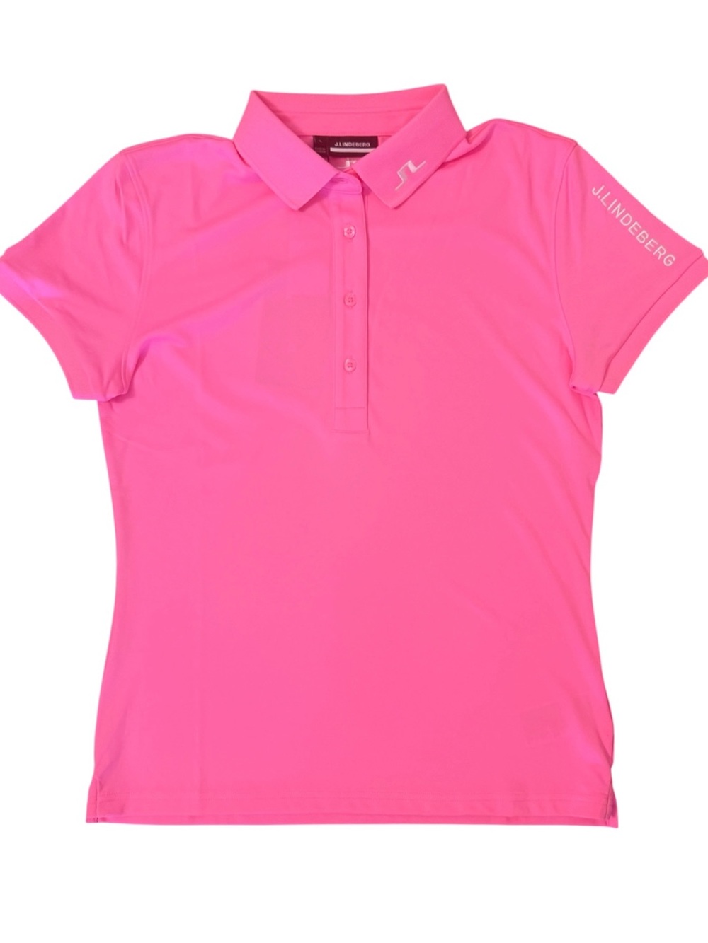 J.Lindeberg Hot Pink Short-Sleeve Button-Down Polo Women’s L NWT